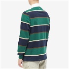 Pop Trading Company Men's Striped Rugby Crest Polo Shirt in Pine Grove