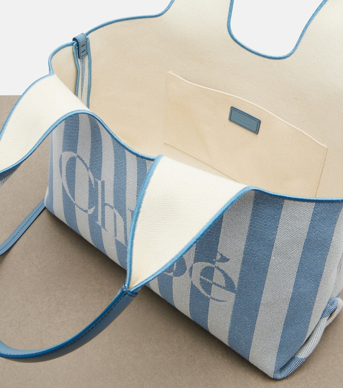 Chloé Chloé Stripy logo canvas tote bag