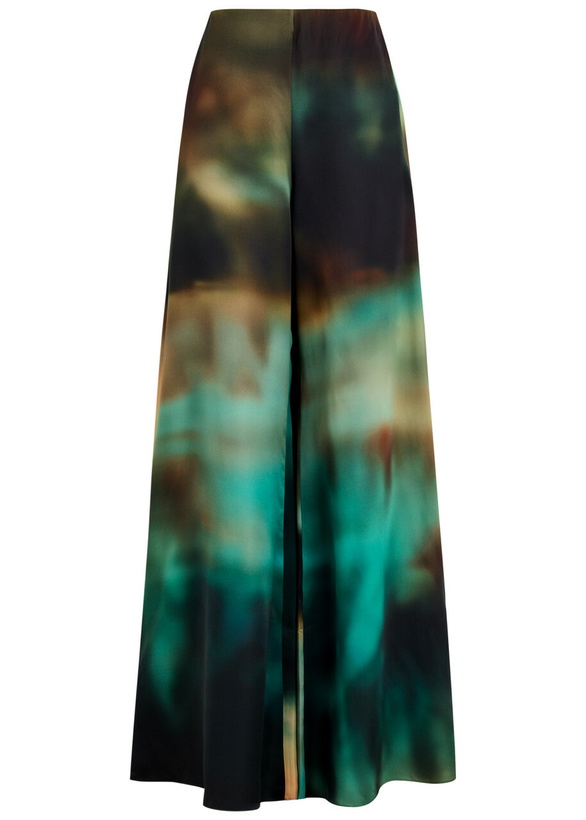 Photo: Roksanda Arneau Printed Wide-leg Satin Trousers Multicoloured 1