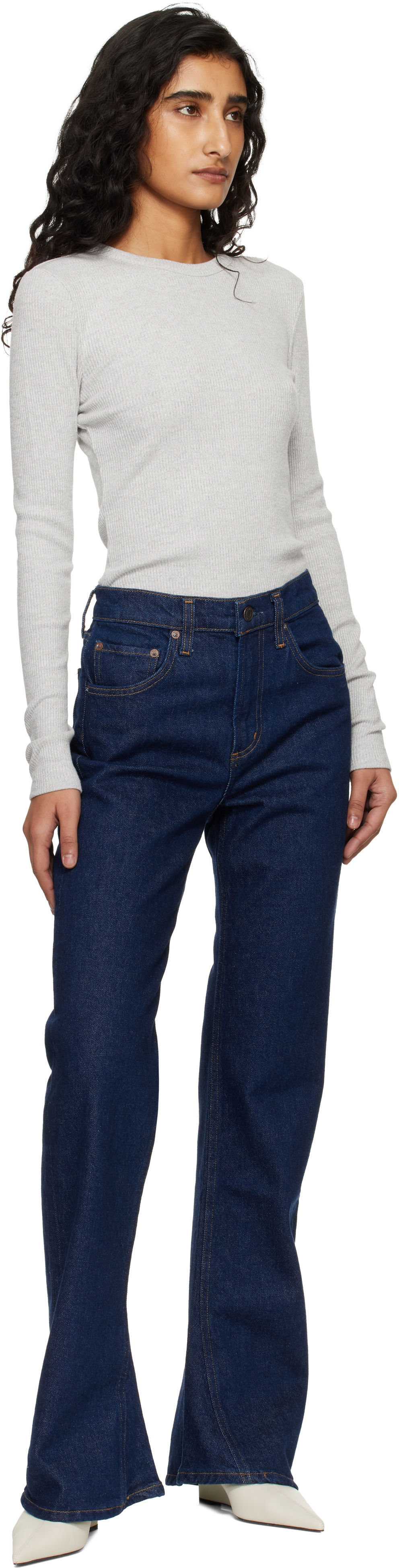 AGOLDE Blue Mid Rise Kick Boot Comfort Stretch Jeans