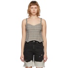SJYP Grey and Beige Check Bustier Tank Top