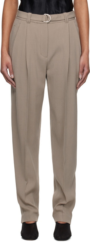 Photo: 3.1 Phillip Lim Taupe Double Pleat Tapered Trousers