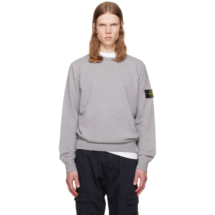 Photo: Stone Island Gray Organic Cotton Fleece Sweatshirt