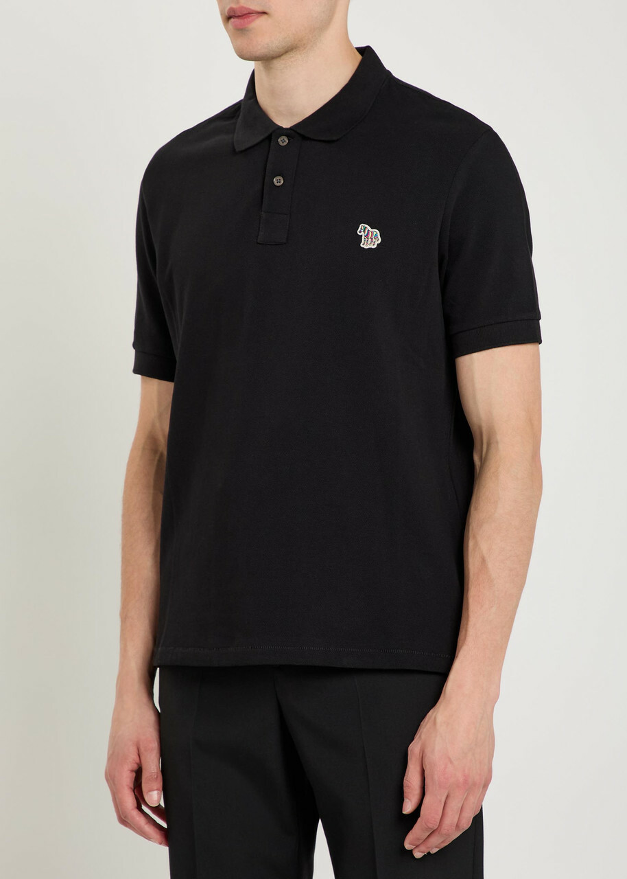 PS Paul Smith Appliquéd Piqué Cotton Polo Shirt Black