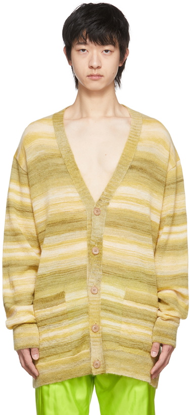 Photo: Dries Van Noten Yellow Mohair Stripe Cardigan