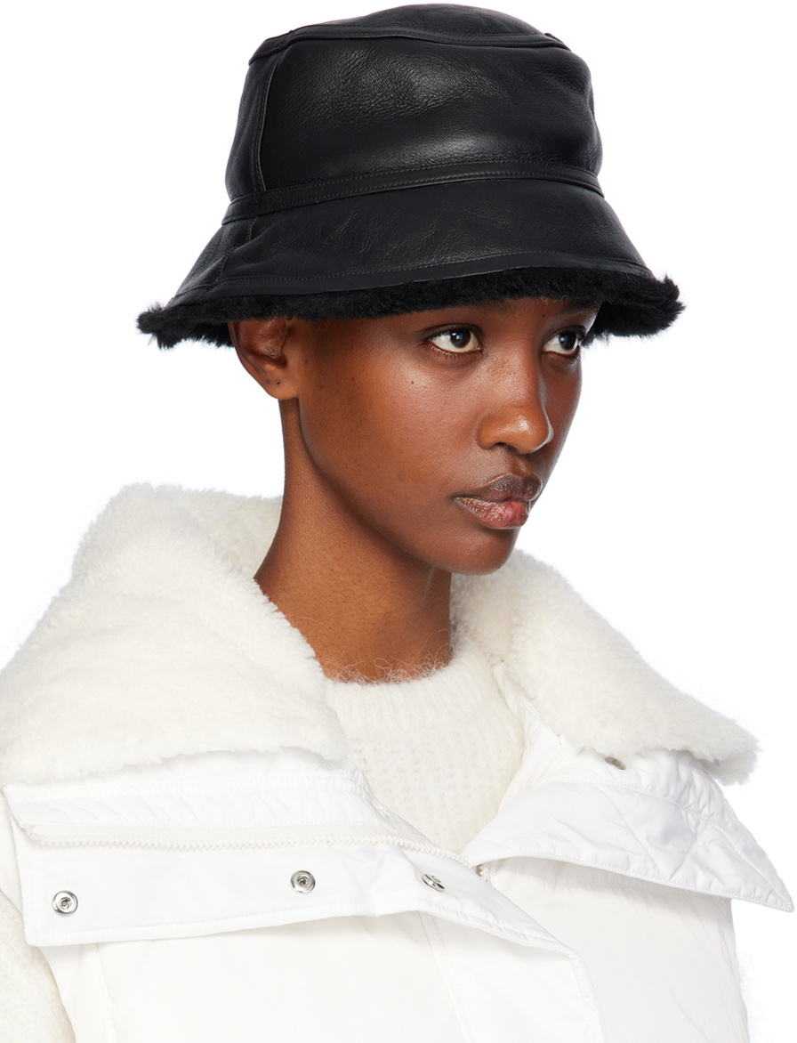 Yves Salomon Black Curly Merino Reversible Bucket Hat Yves