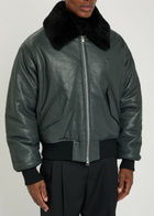 Ami Paris Padded Leather Jacket Anthracite