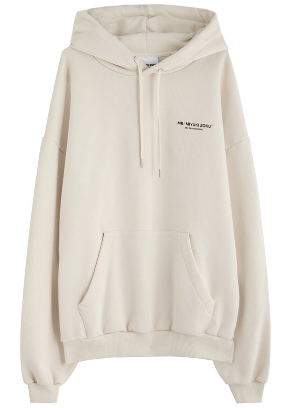 Photo: Mki Miyuki Zoku Logo Hooded Cotton-blend Sweatshirt Cream