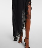 Blumarine Asymmetric lace-trimmed midi dress