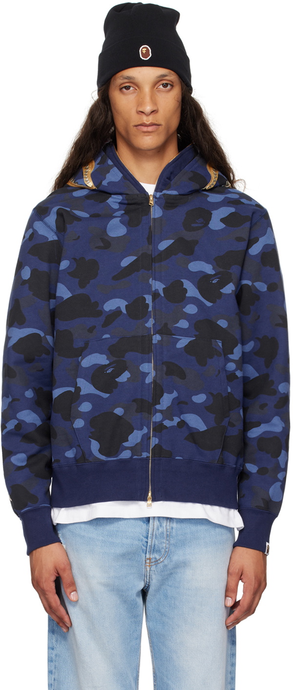 BAPE Navy Camo full outlet zip up Hoodie Mens SMALL