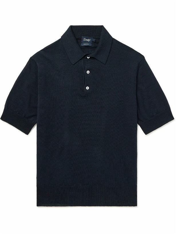 Photo: Drake's - Linen and Cotton-Blend Polo Shirt - Blue