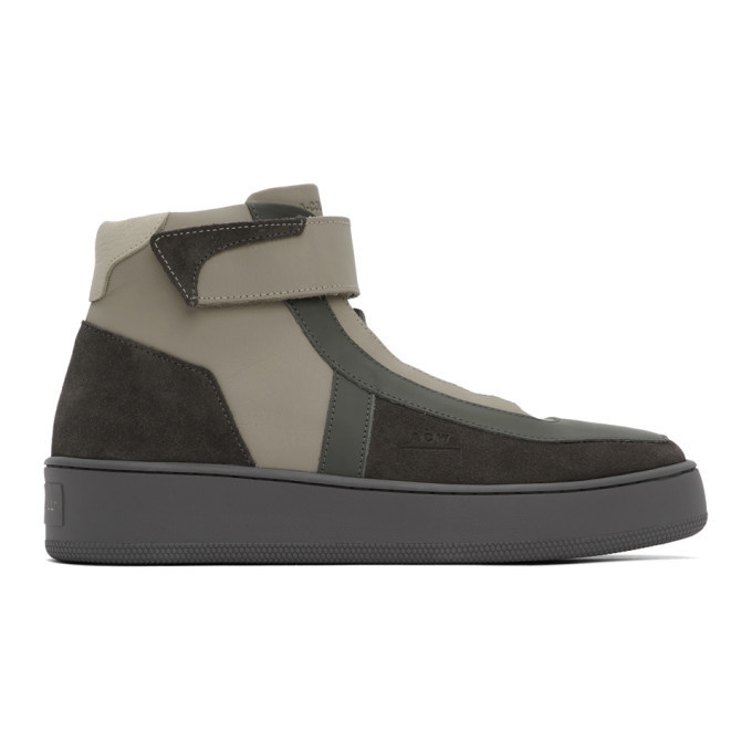 Photo: A-Cold-Wall* Grey Leather High-Top Sneakers