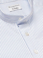 Kingsman - Grandad Collar Striped Cotton Oxford Shirt - Blue