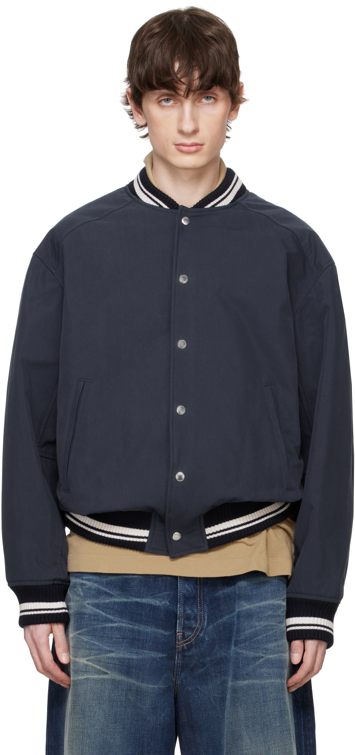 Maison Kitsuné Navy Teddy Bomber Jacket