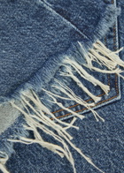 Frame The Long Hang Frayed Denim Shorts Navy