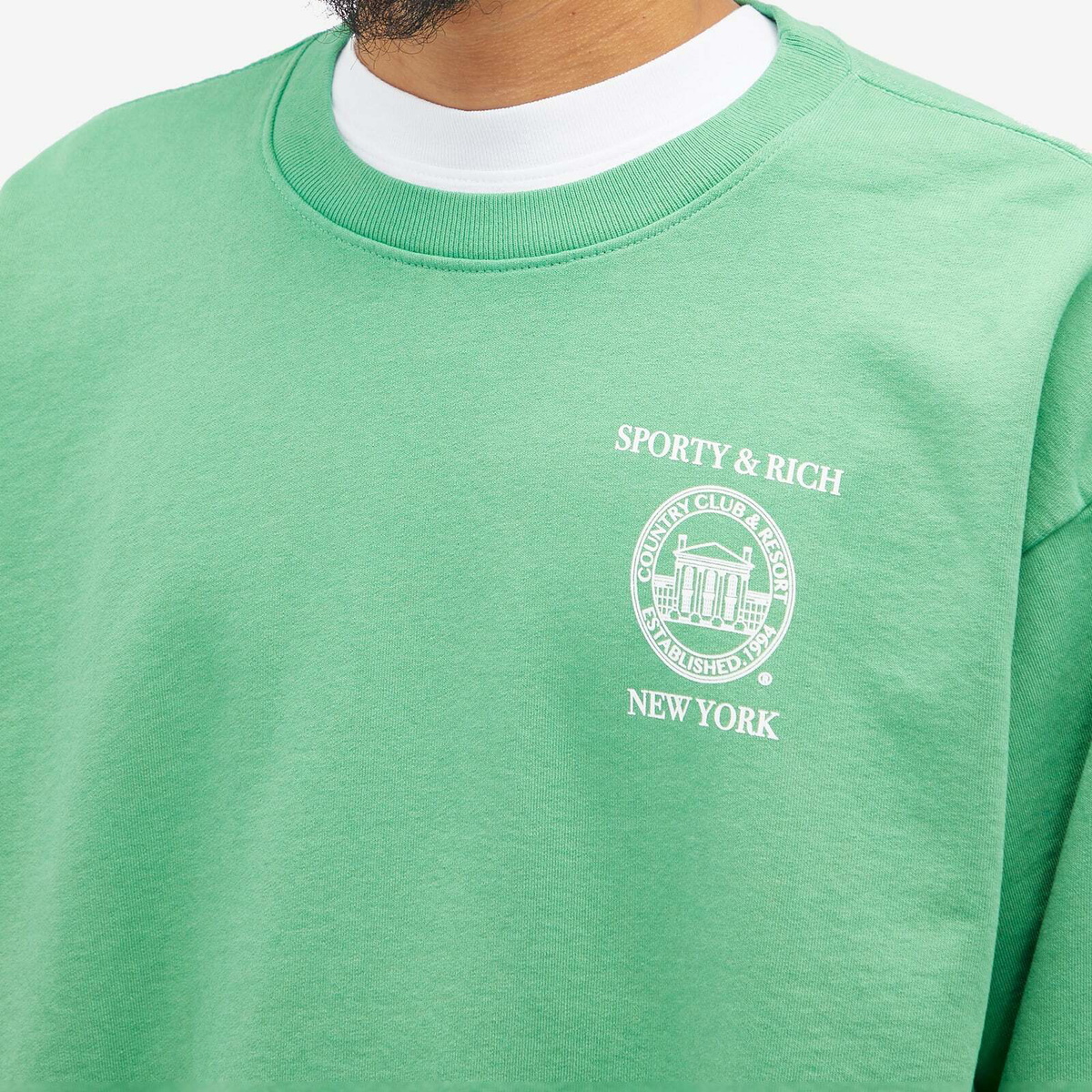 Sporty & Rich NY Resort Sweatshirt in Verde/White