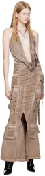 Blumarine Brown Plunging Bodysuit