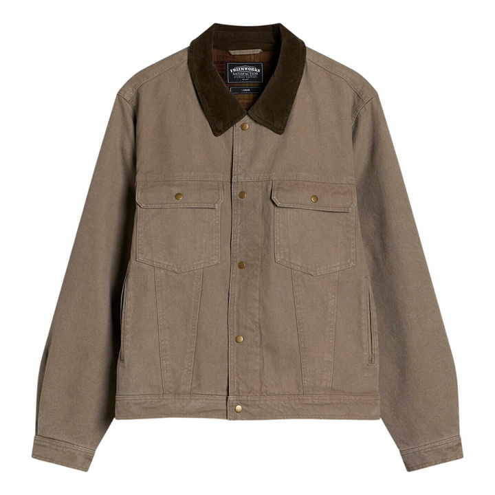 Photo: FrizmWORKS Men's Heavy Canvas Storm Trucker Jacket in Mud