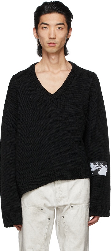 Photo: Enfants Riches Déprimés Black Label Patch Asymmetrical Sweater