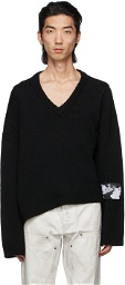 Enfants Riches Déprimés Black Label Patch Asymmetrical Sweater