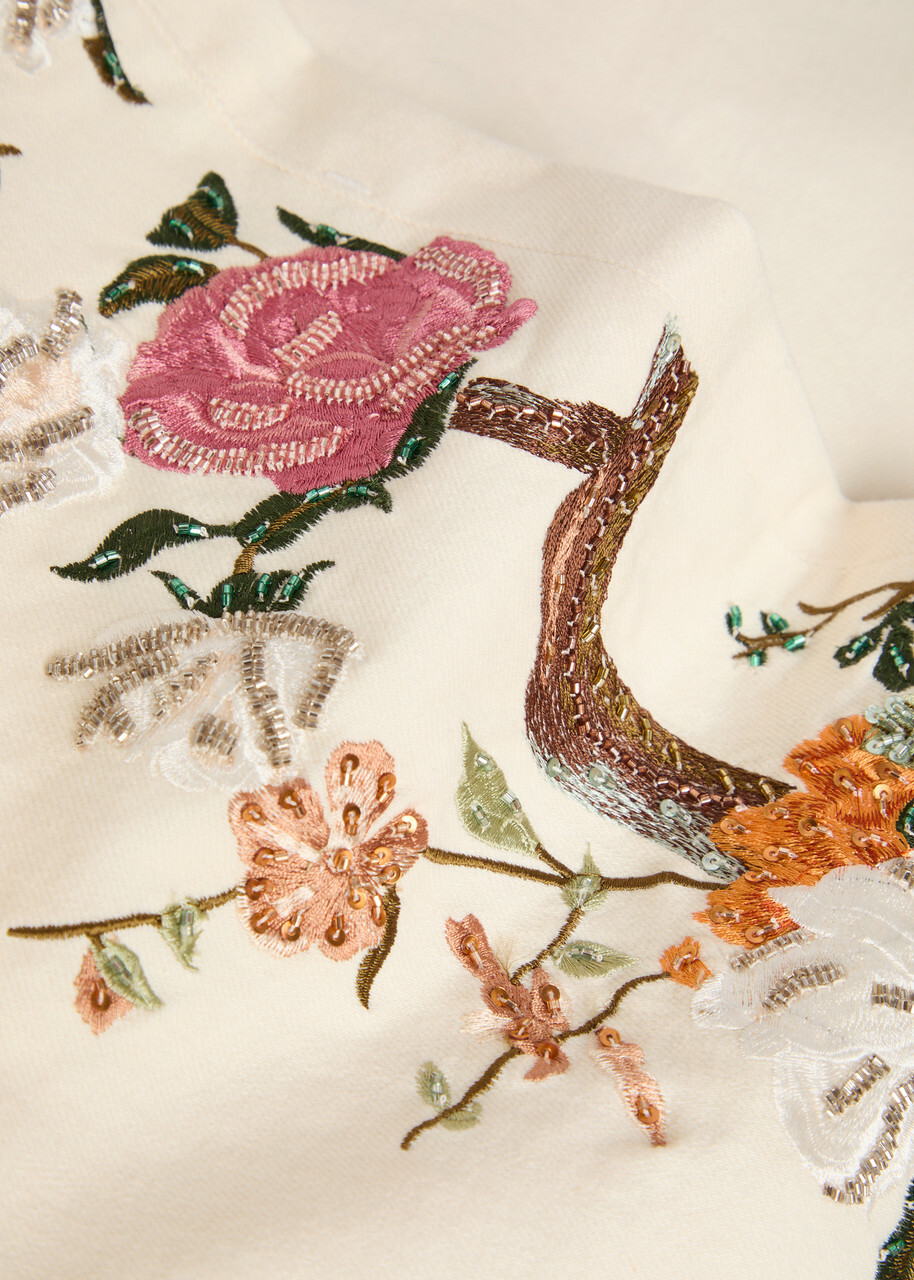 Alice + Olivia Beautiful Floral-embroidered Flared-leg Jeans White