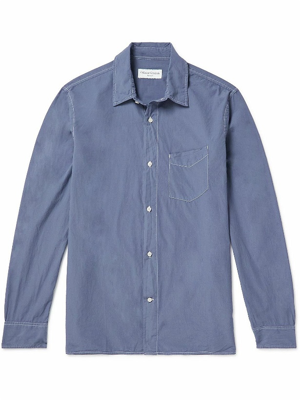 Photo: Officine Générale - Emory Garment-Dyed Cotton-Poplin Shirt - Blue