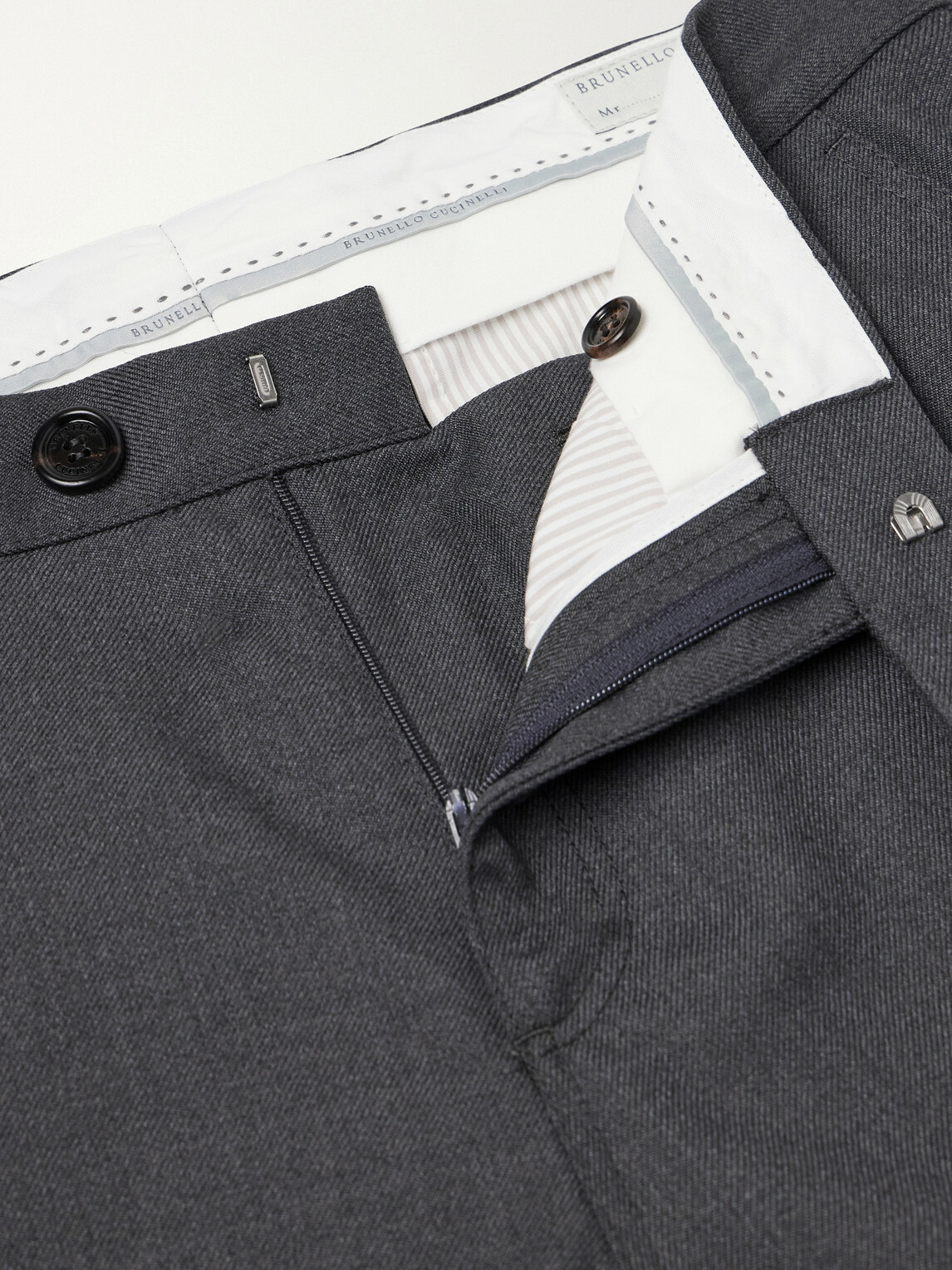 Brunello Cucinelli - Tapered Virgin Wool-Twill Cargo Trousers - Gray