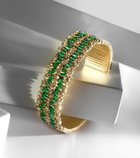 Suzanne Kalan 18kt gold bangle with emeralds and diamonds