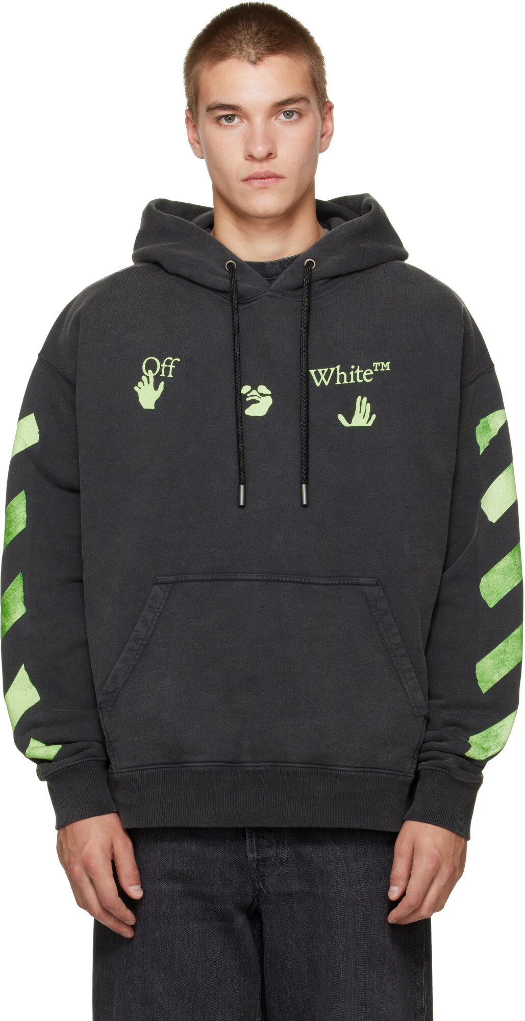 Off-White SSENSE Exclusive Black Impressionism Diag Stencil Hoodie