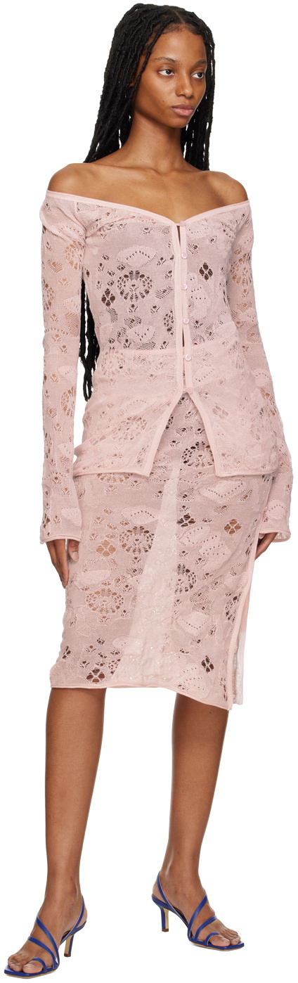 Olēnich Pink Cutout Midi Skirt