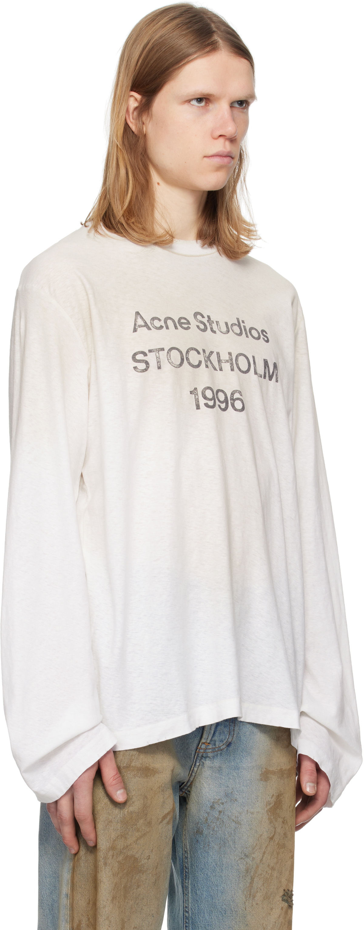 Acne Studios Off-White Relaxed Fit Logo T-shirt Acne Studios
