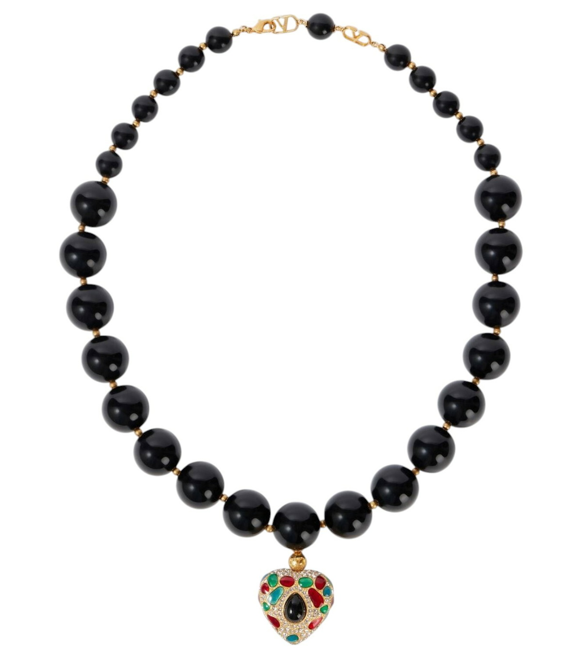 Valentino Silver Valentino Garavani Black Rose Necklace
