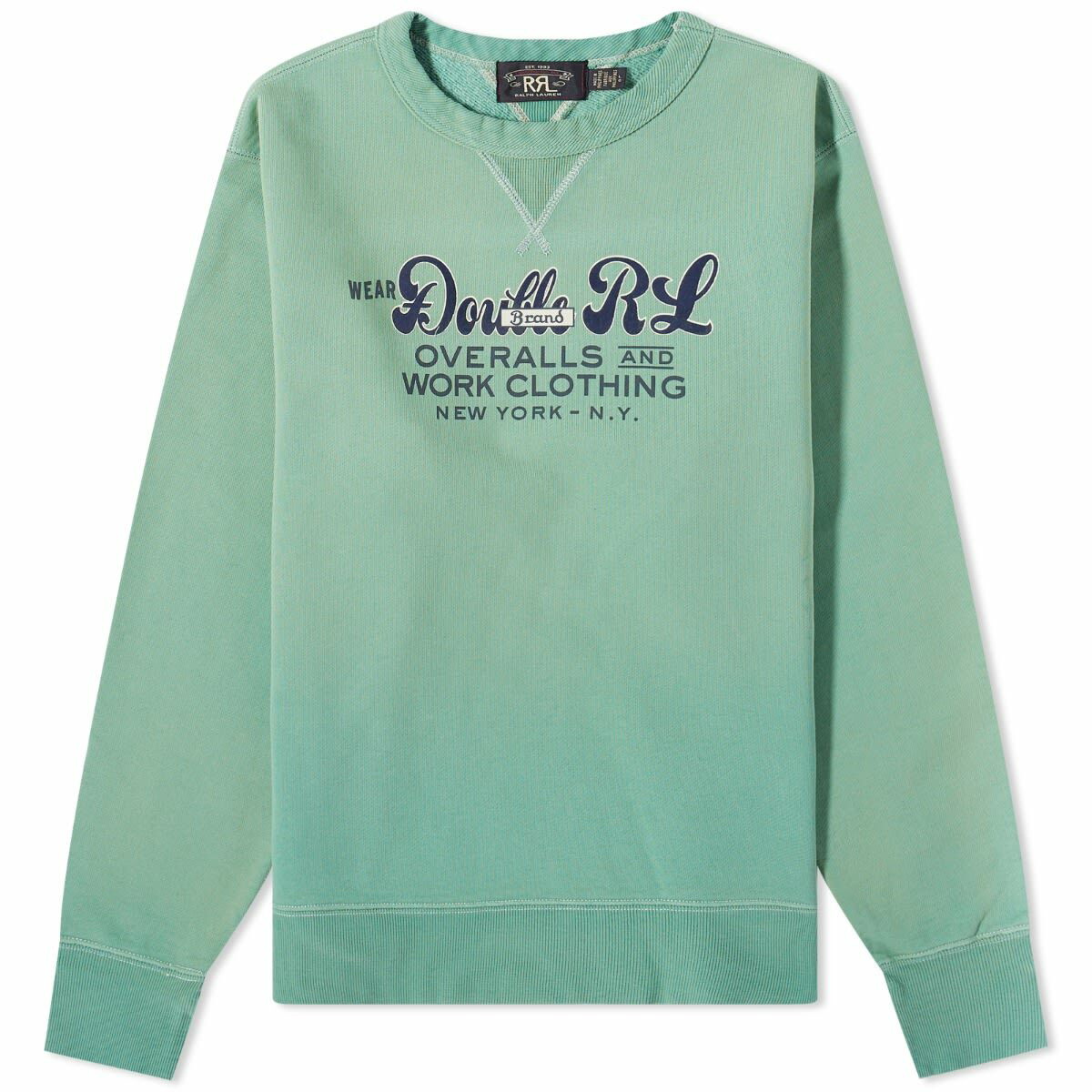 RRL Men's Graphic Crew Sweat in Turquoise