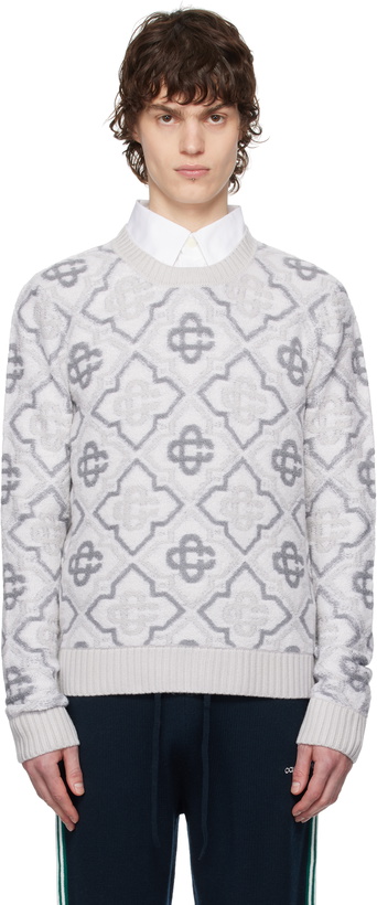 Photo: Casablanca Gray Monogram Knit Sweater