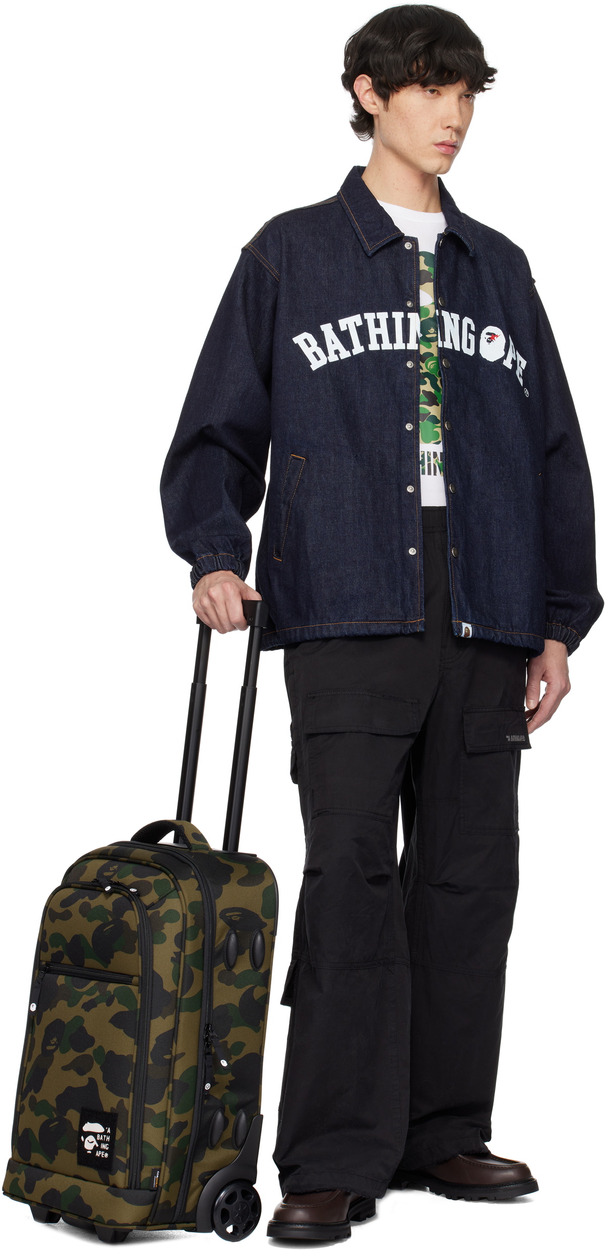 BAPE Blue Relaxed Fit Coach Denim Jacket A Bathing Ape