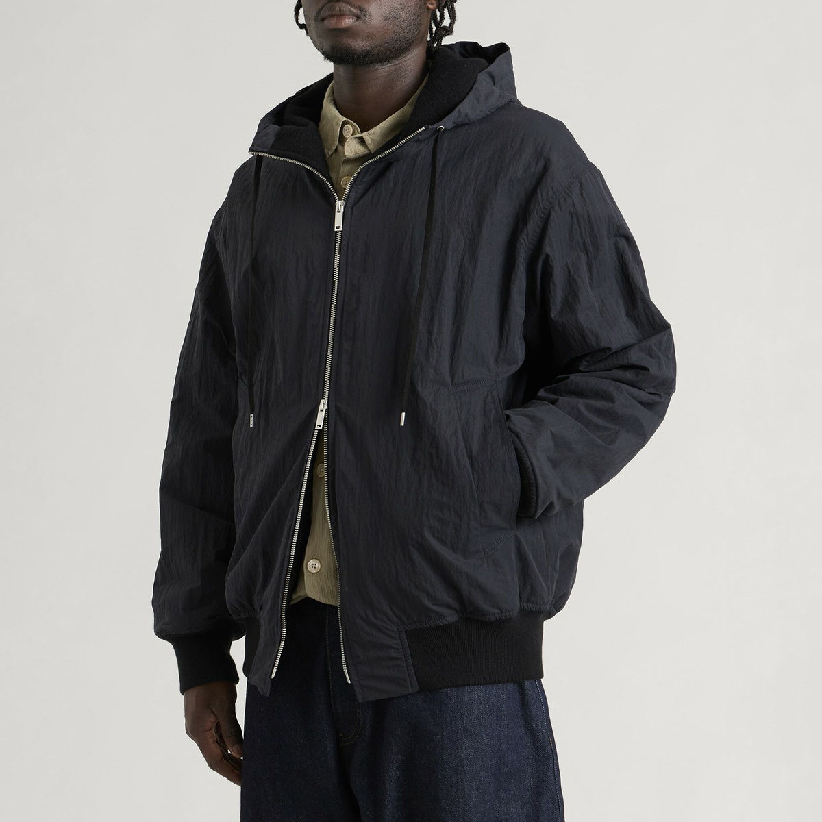 Studio Nicholson Men's Wickett Wool Lined Hooded Jacket in Black