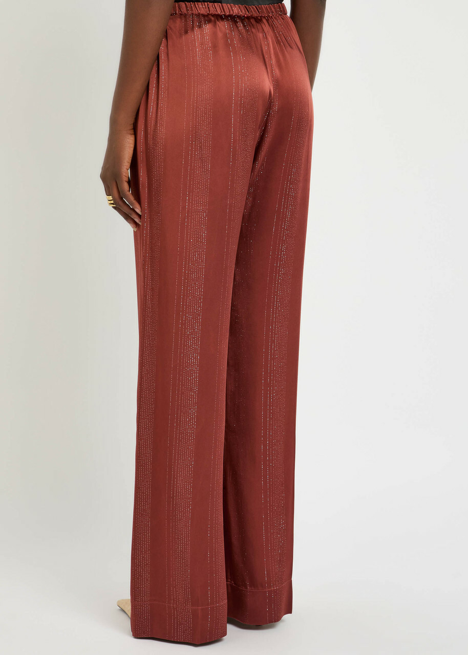 Forte_forte Metallic Satin Trousers Burgundy