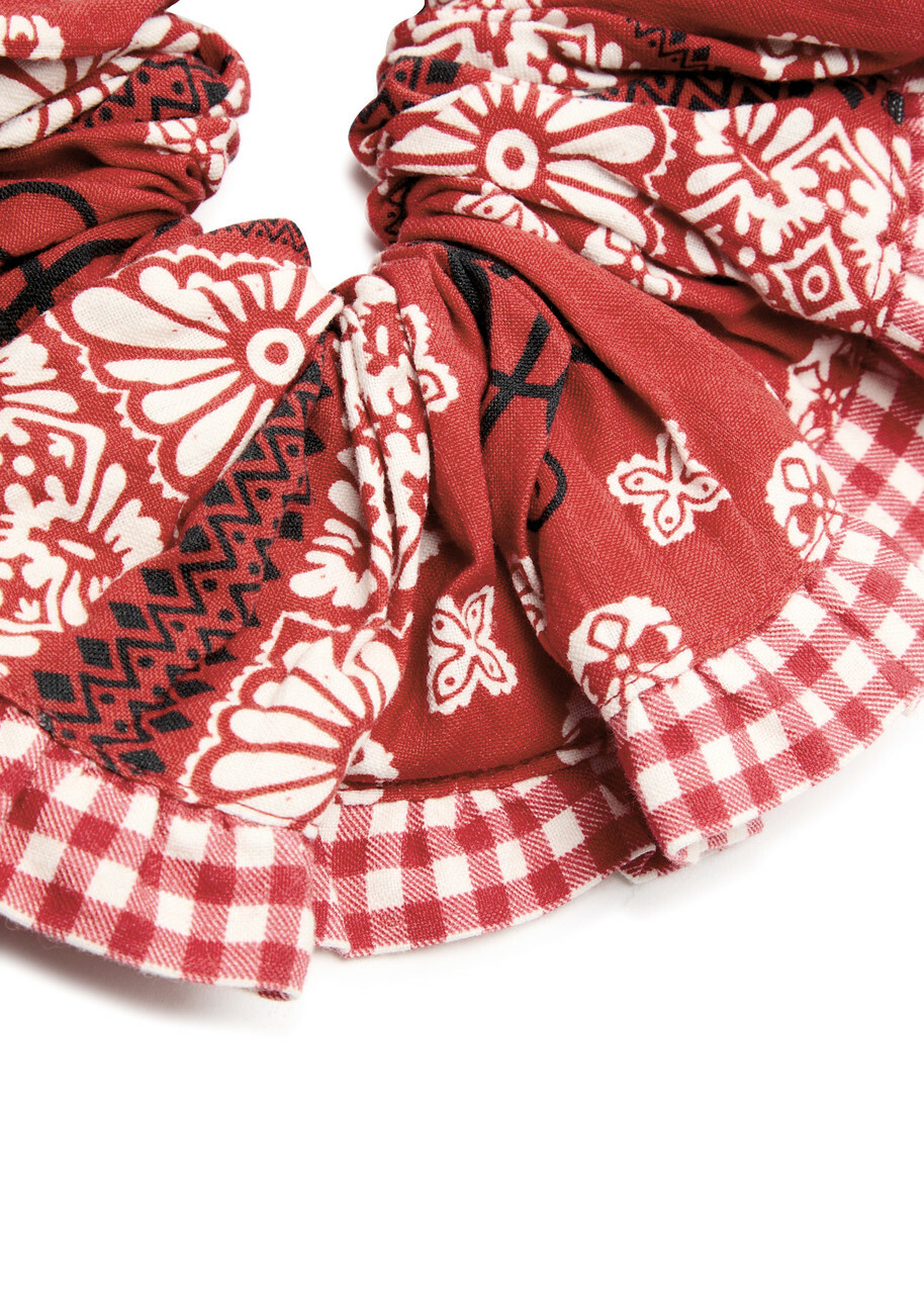 Damson Madder Printed Cotton Scrunchie - Red - One Size