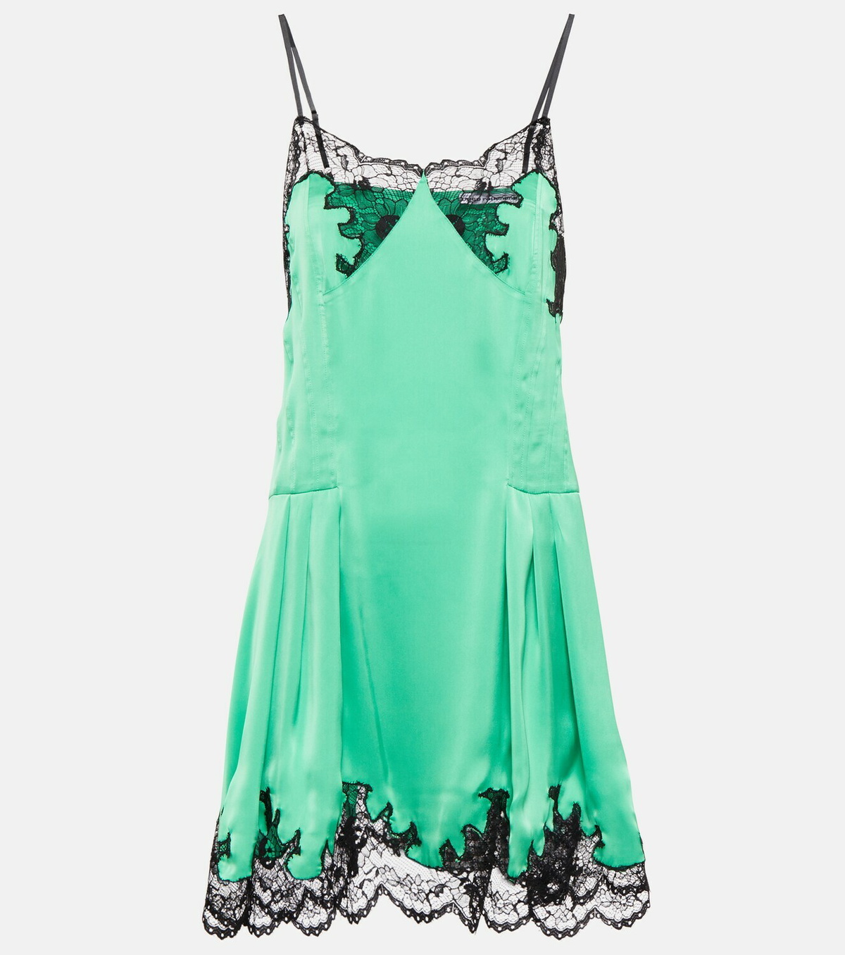 Paco Rabanne - Lace-trimmed satin minidress Paco Rabanne