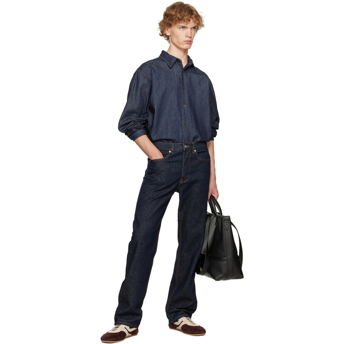 Dries Van Noten Blue Loose Denim Shirt