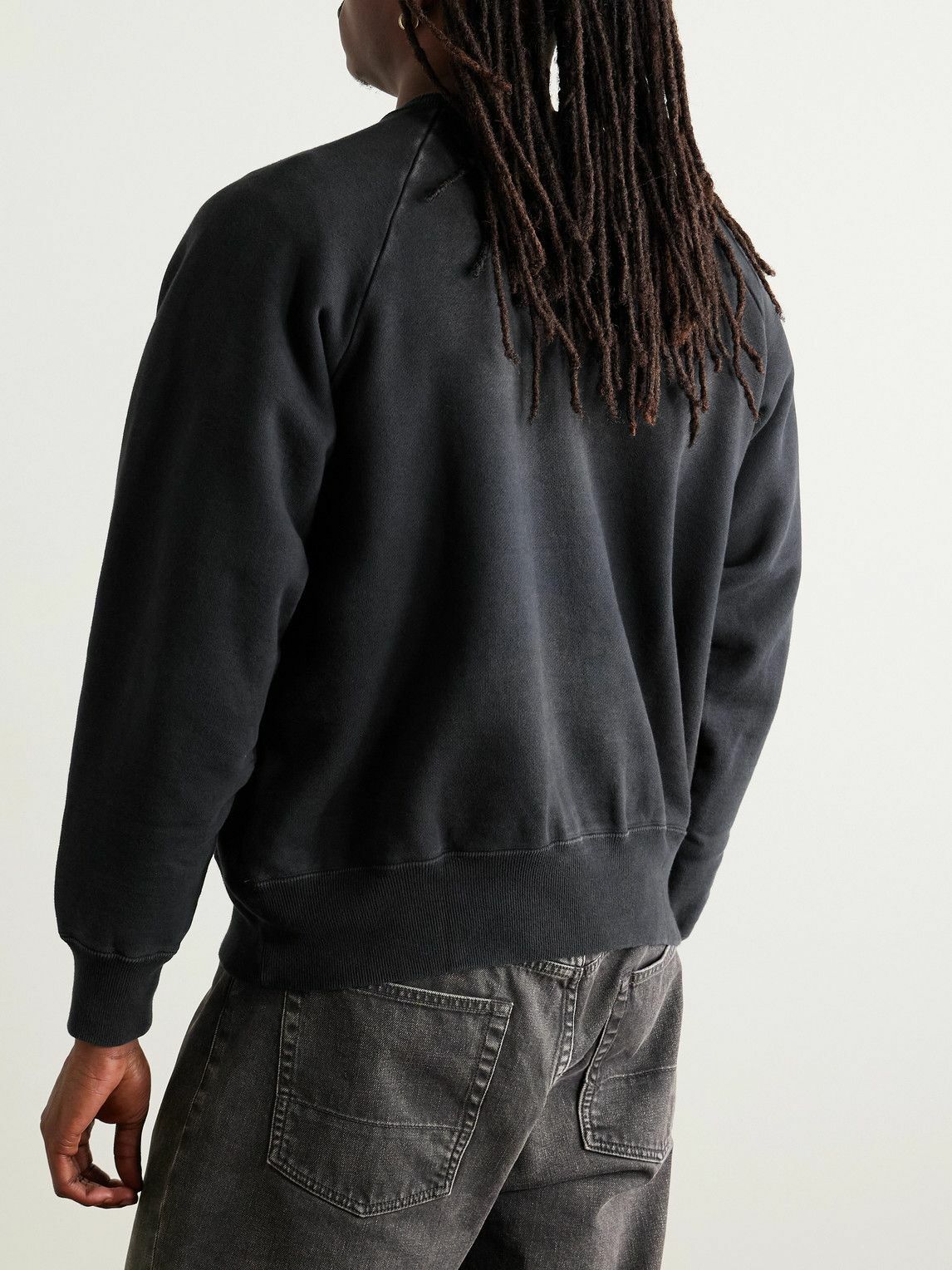 A.PRESSE - Vintage Cotton-Jersey Sweatshirt - Black