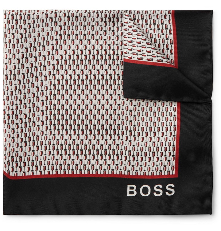 Photo: Hugo Boss - Printed Silk-Twill Pocket Square - White