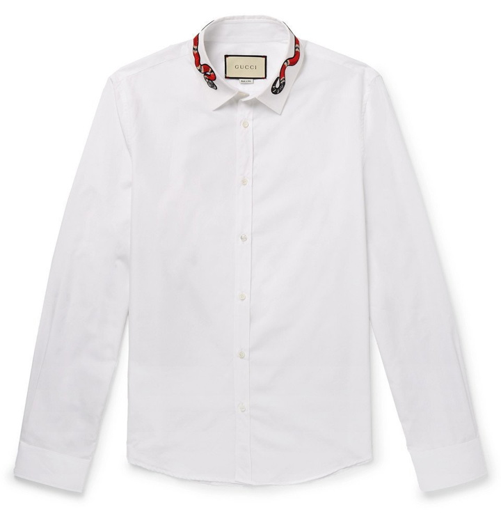 Photo: Gucci - Duke Appliquéd Cotton Oxford Shirt - Men - White