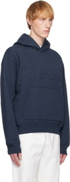 Helmut Lang Navy Embossed Logo Hoodie