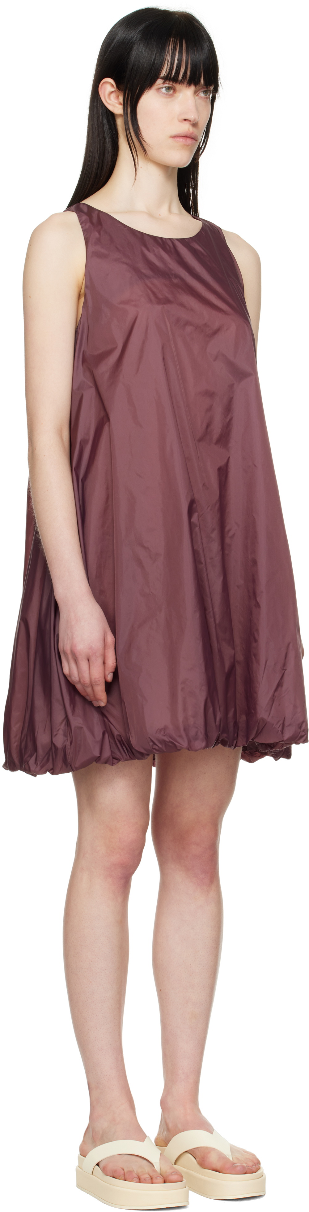 AMOMENTO Purple Nylon Volume Minidress