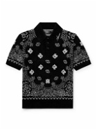 AMIRI - Logo-Embroidered Paisley-Jacquard Fleece Polo Shirt - Black