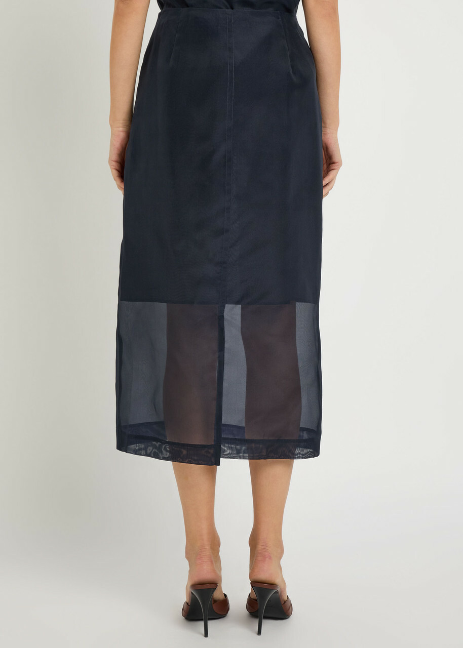 Polo Ralph Lauren Silk-organza Midi Skirt Navy