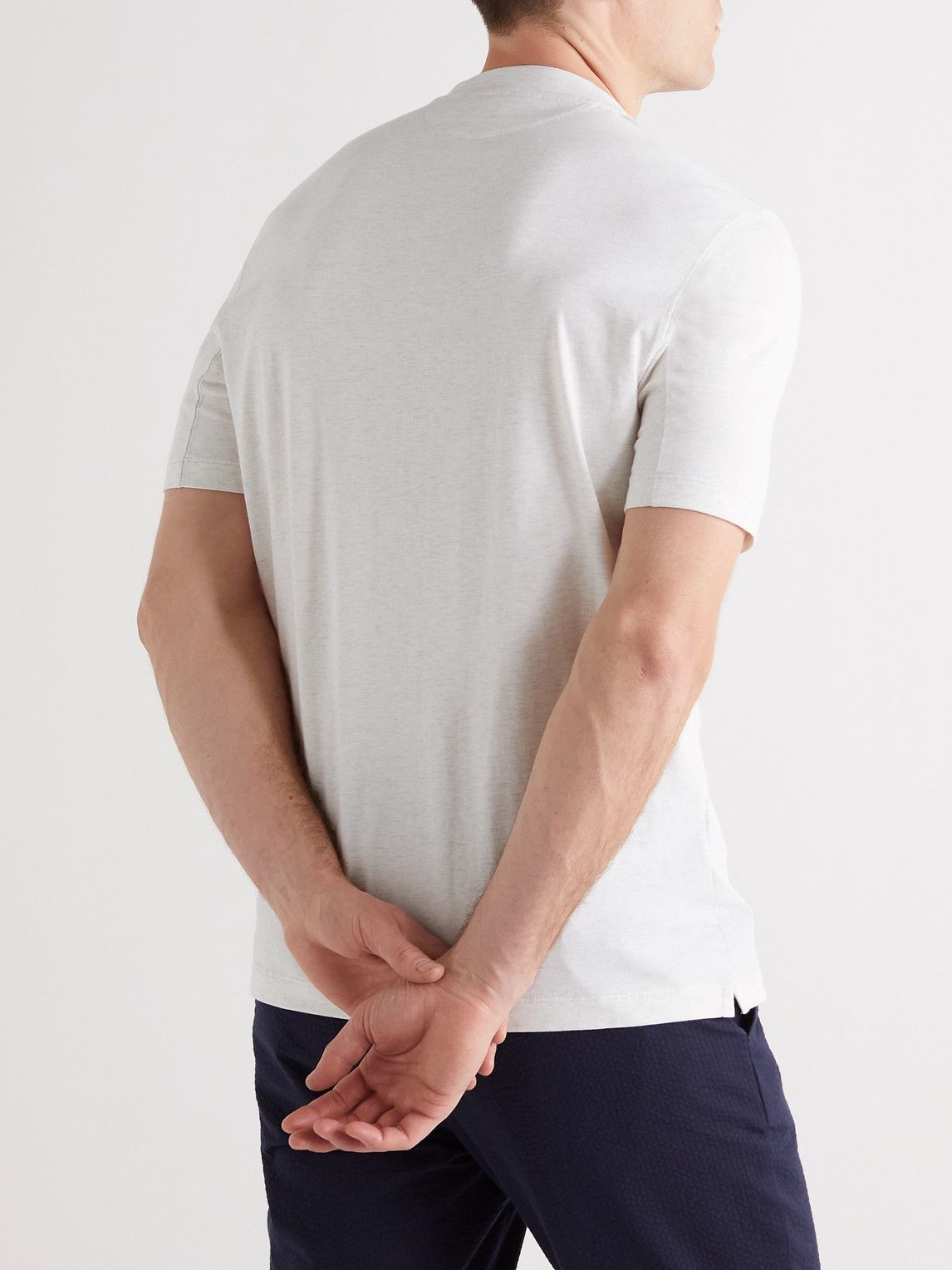 Brunello Cucinelli - Logo-Print Cotton-Jersey T-Shirt - Gray