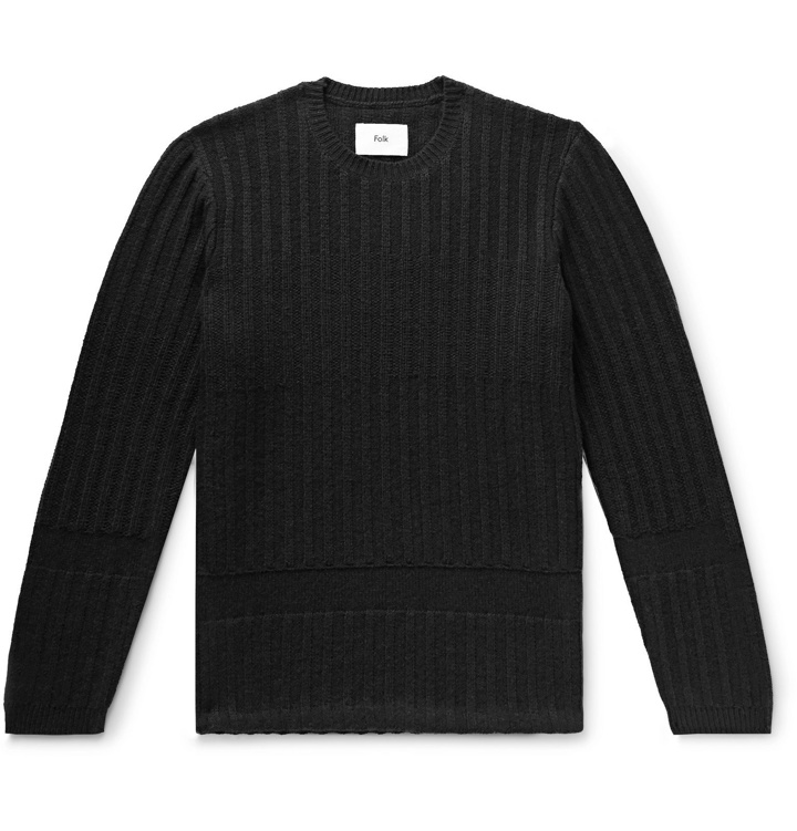 Photo: Folk - Fraction Ribbed Wool-Blend Sweater - Black