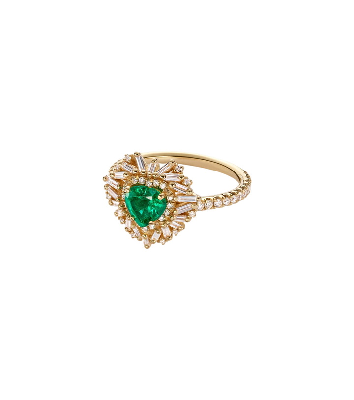 Photo: Suzanne Kalan 18kt gold ring with emerald and diamonds
